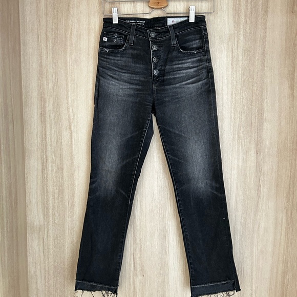 AG denim, Isabelle button-up high-rise straight crop, washed black. Size 26R. - Picture 3 of 7